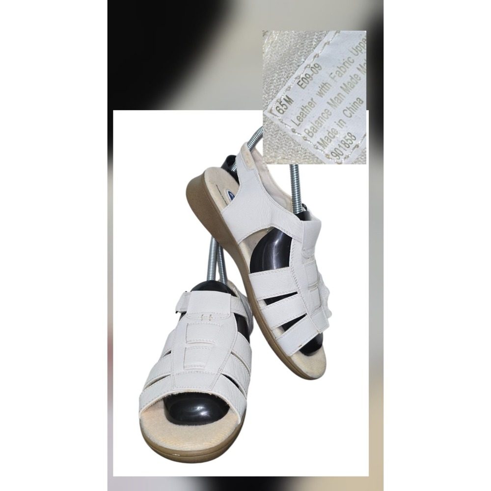Dr. Scholls Womens Ladies Tan Leather Flats Strappy Sandals Shoes Size 6.5 Eu 37